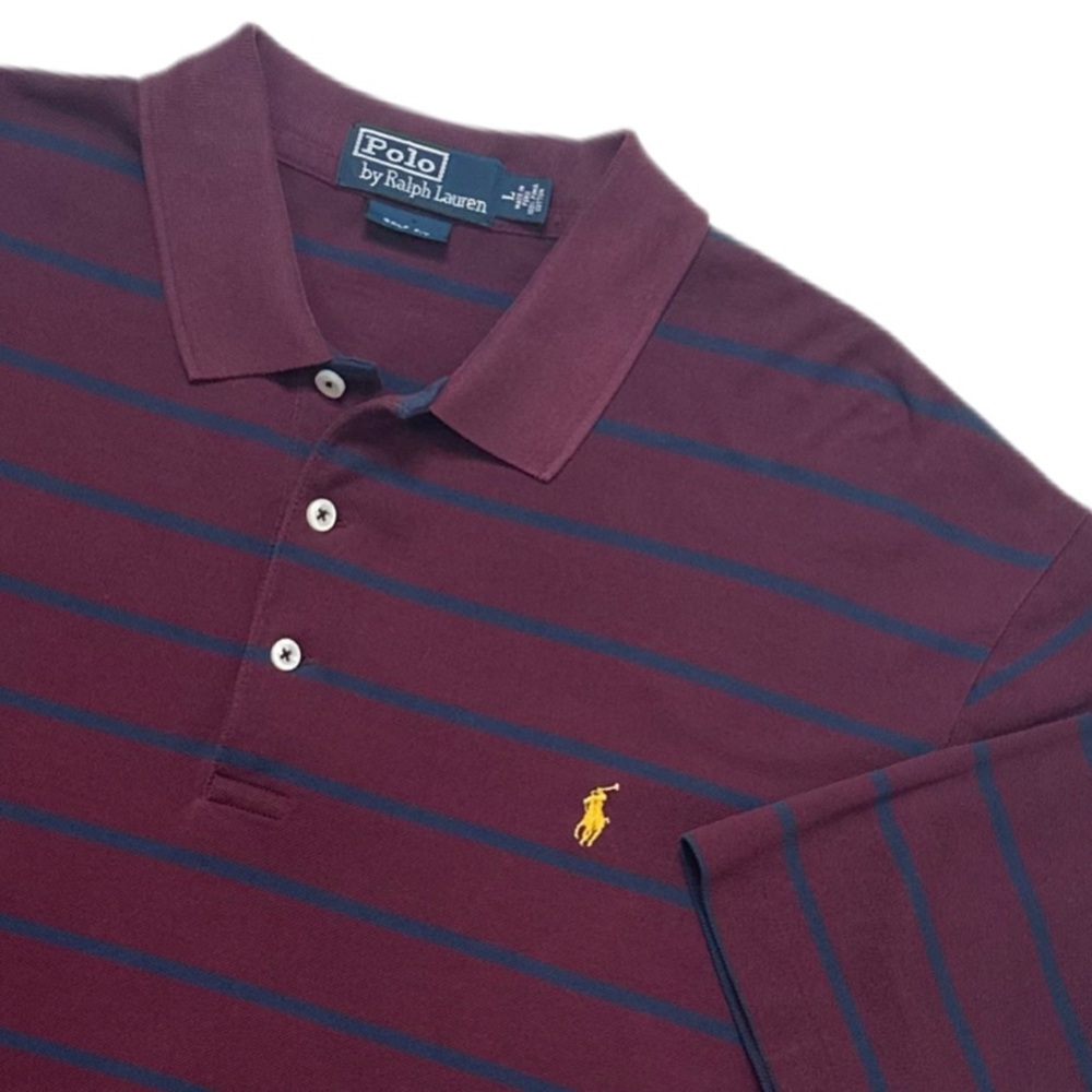 Polo Ralph Lauren Golf Fit Striped Pima Cotton Burgundy Mens Large